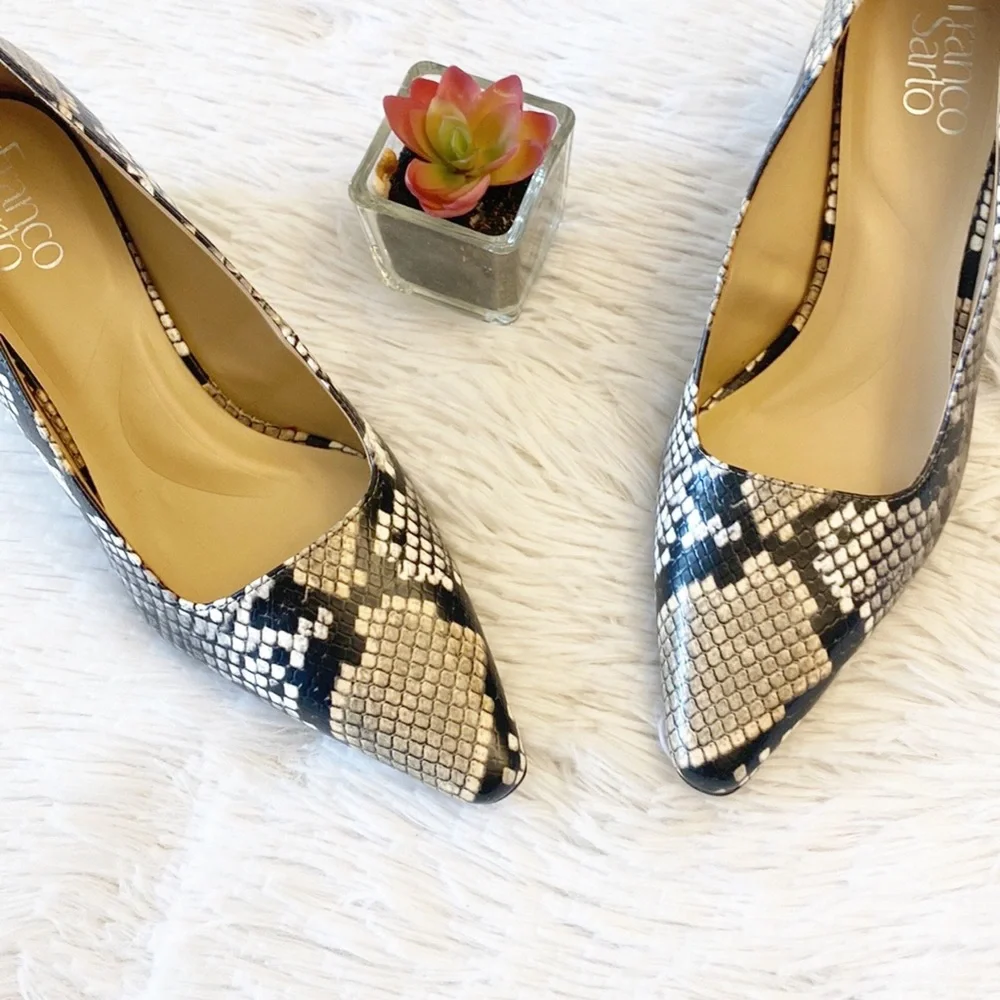 Franco Sarto Samira Artist Snake print architectural heel pump women’s 6.5